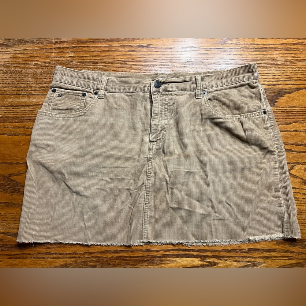 American Eagle Outfitters Tan Mini Corduroy Skirt Y2K